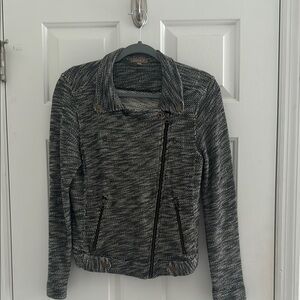Lilla P Black and Gray Textured Blazer with Wide Collar